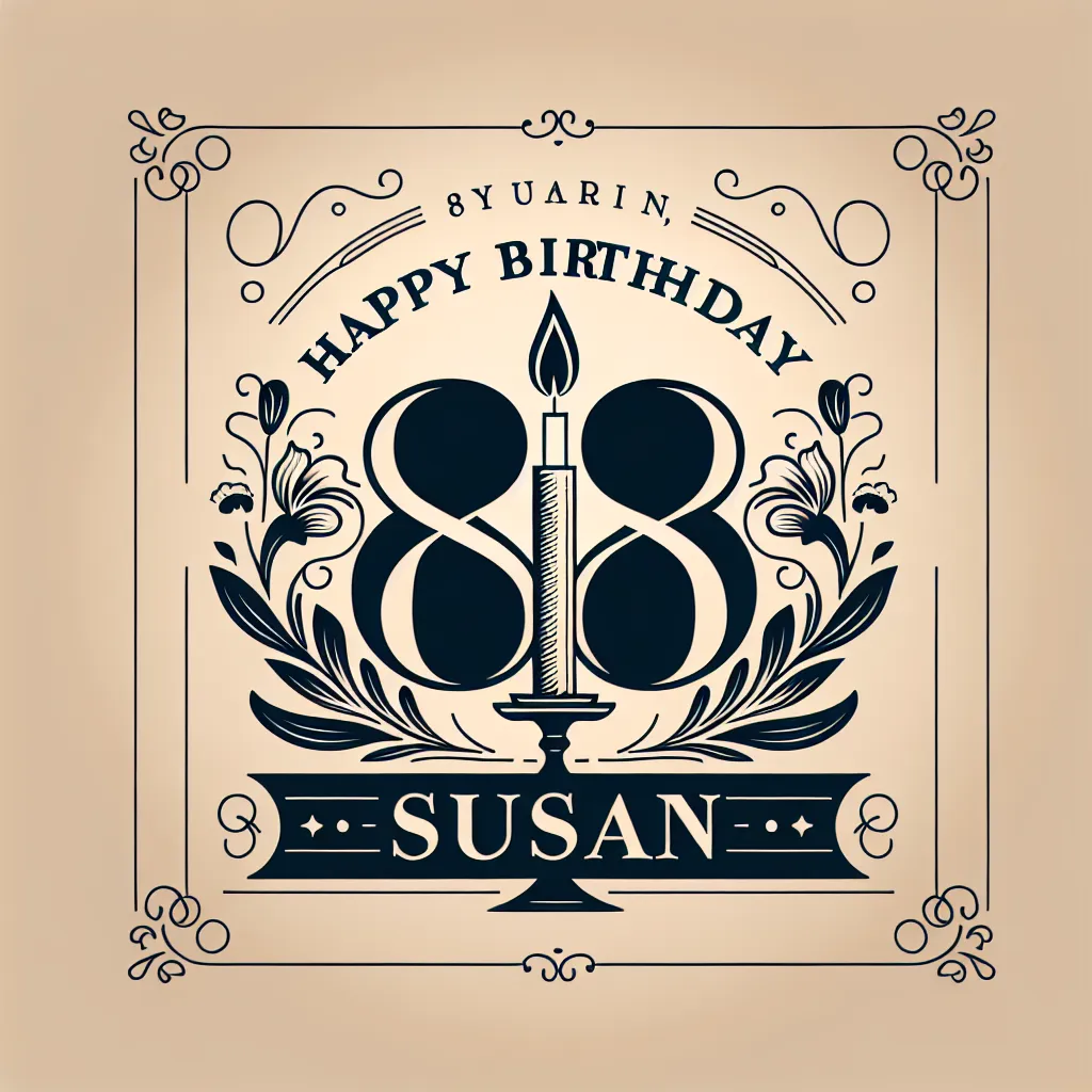 Happy 88th Birthday Susan with Candle Elegant Classic Style