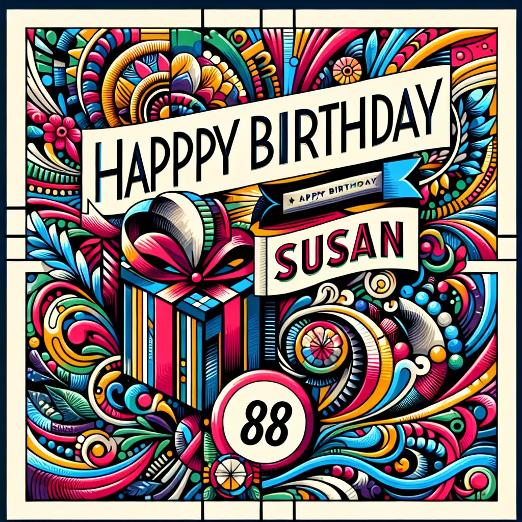 Happy 88th Birthday Susan with Gift Pop Art Style
