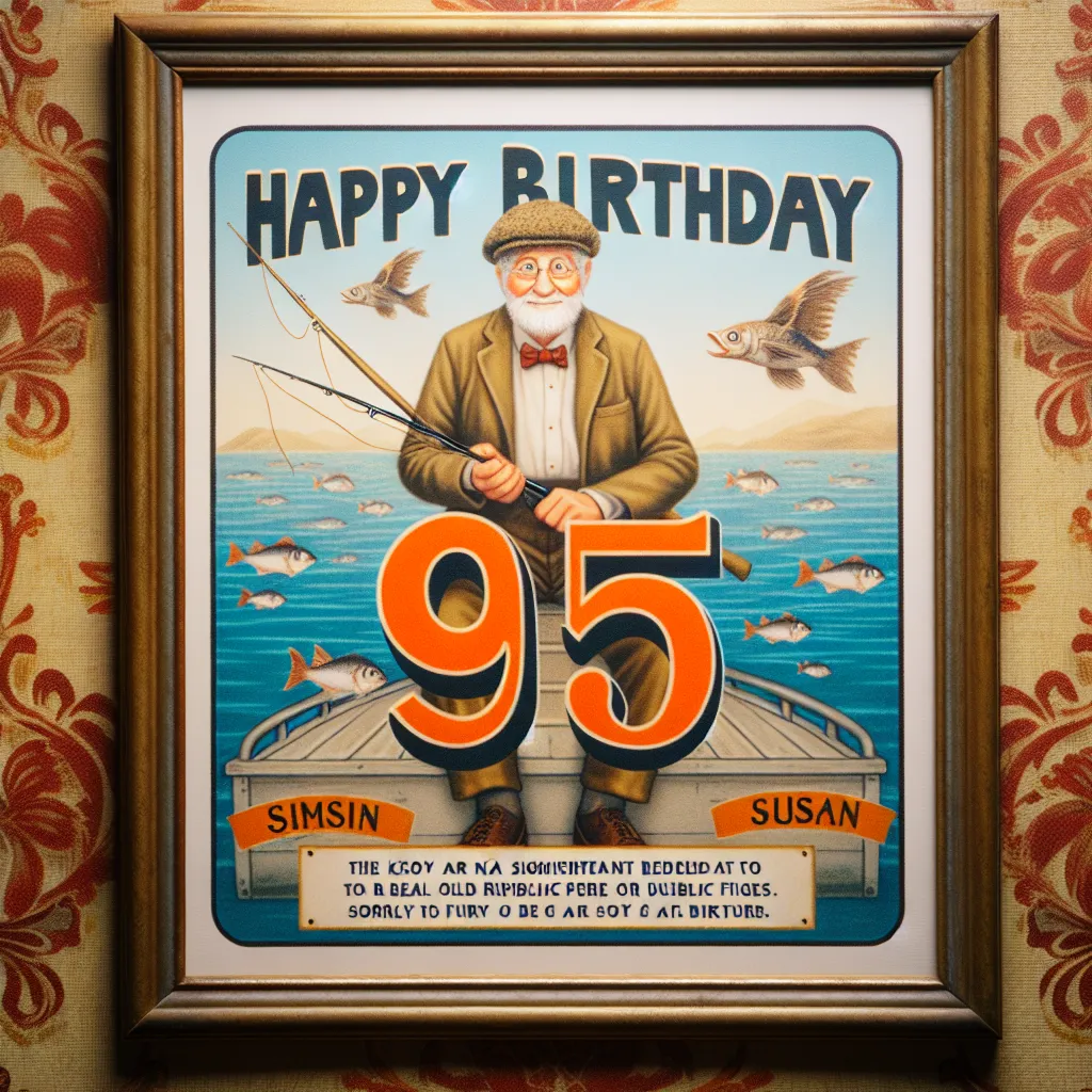 Happy 95th Birthday Susan with Fisherman Humorous Funny Style