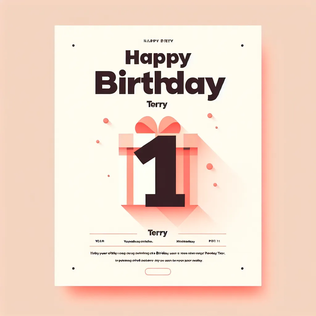 Happy 1st Birthday Terry with Gift Modern Minimalist Style