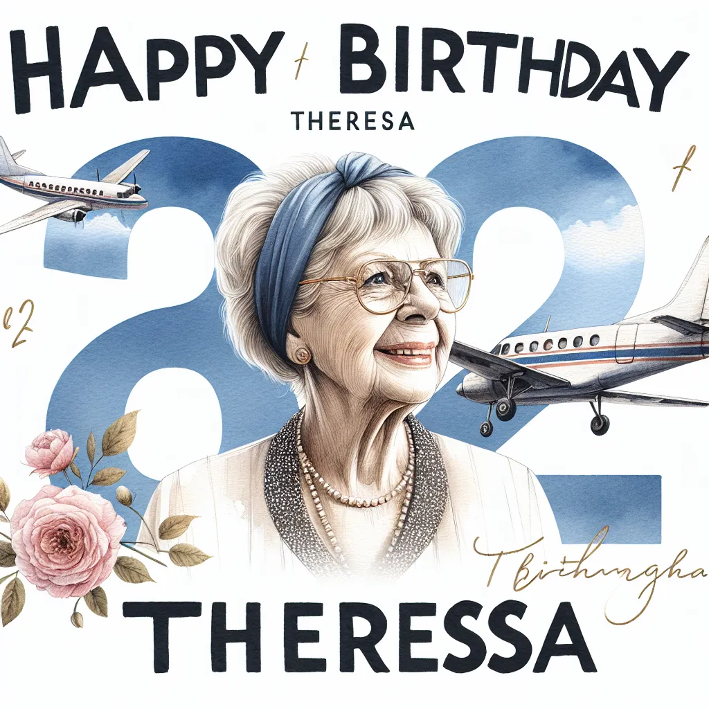 Happy 62nd Birthday Theresa with Airplanes Watercolor Style