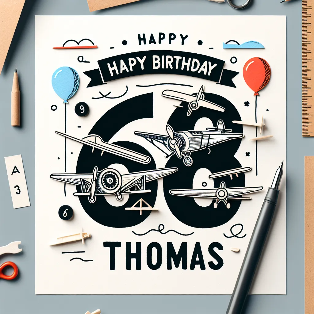 Happy 68th Birthday Thomas with Airplanes Handcrafted DIY Style