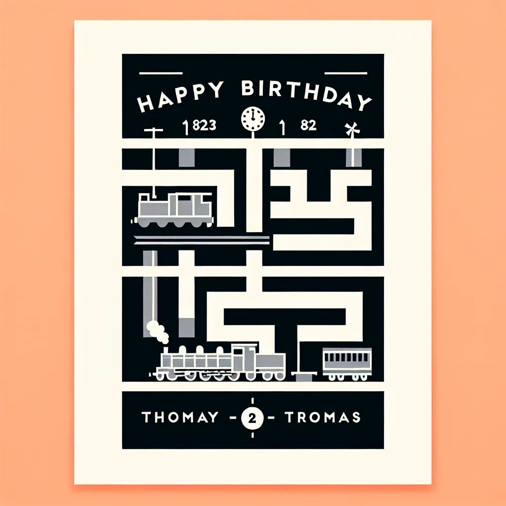 Happy 82nd Birthday Thomas with Train Modern Minimalist Style