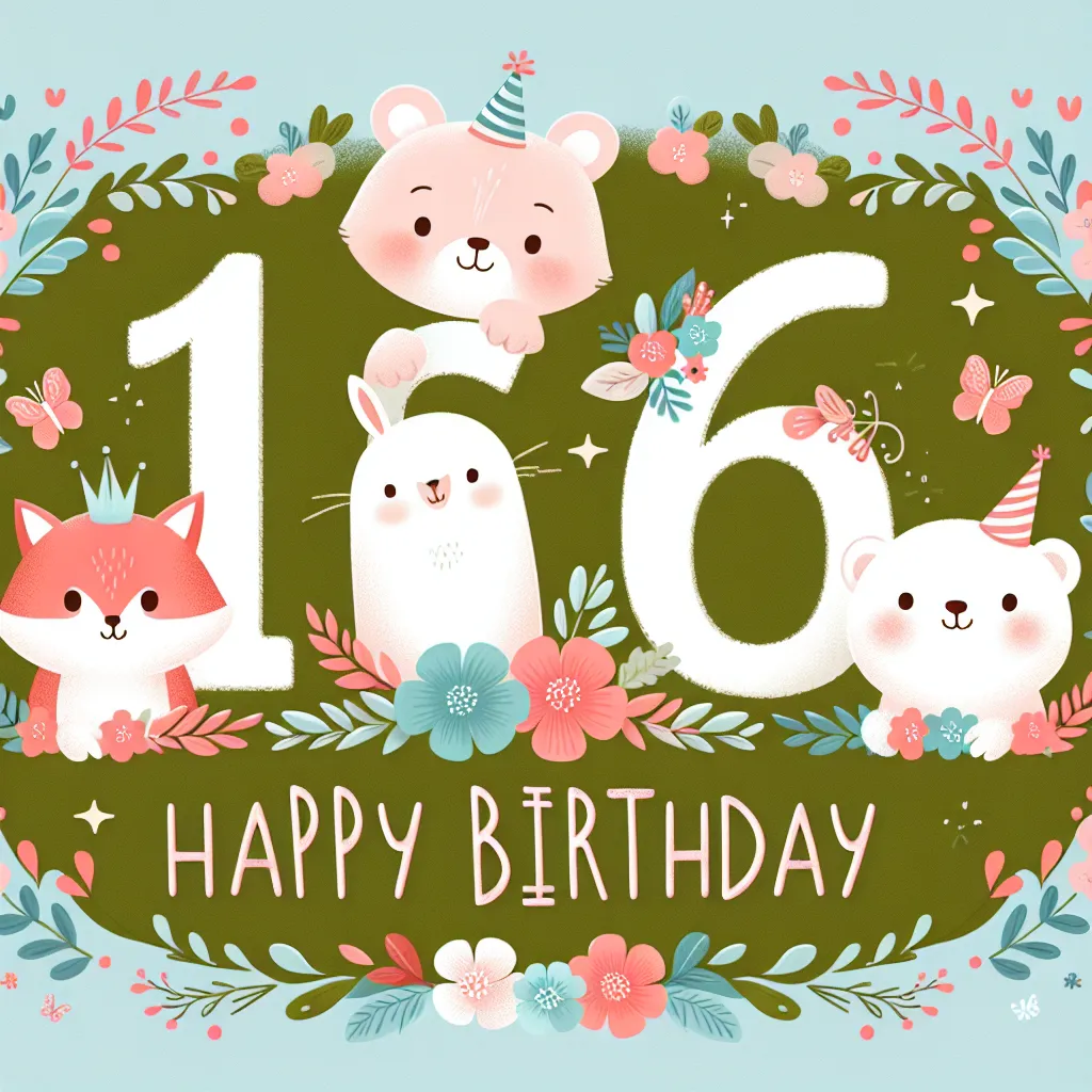 Happy 16th Birthday Tyler with Cute Animals Nature Floral Style