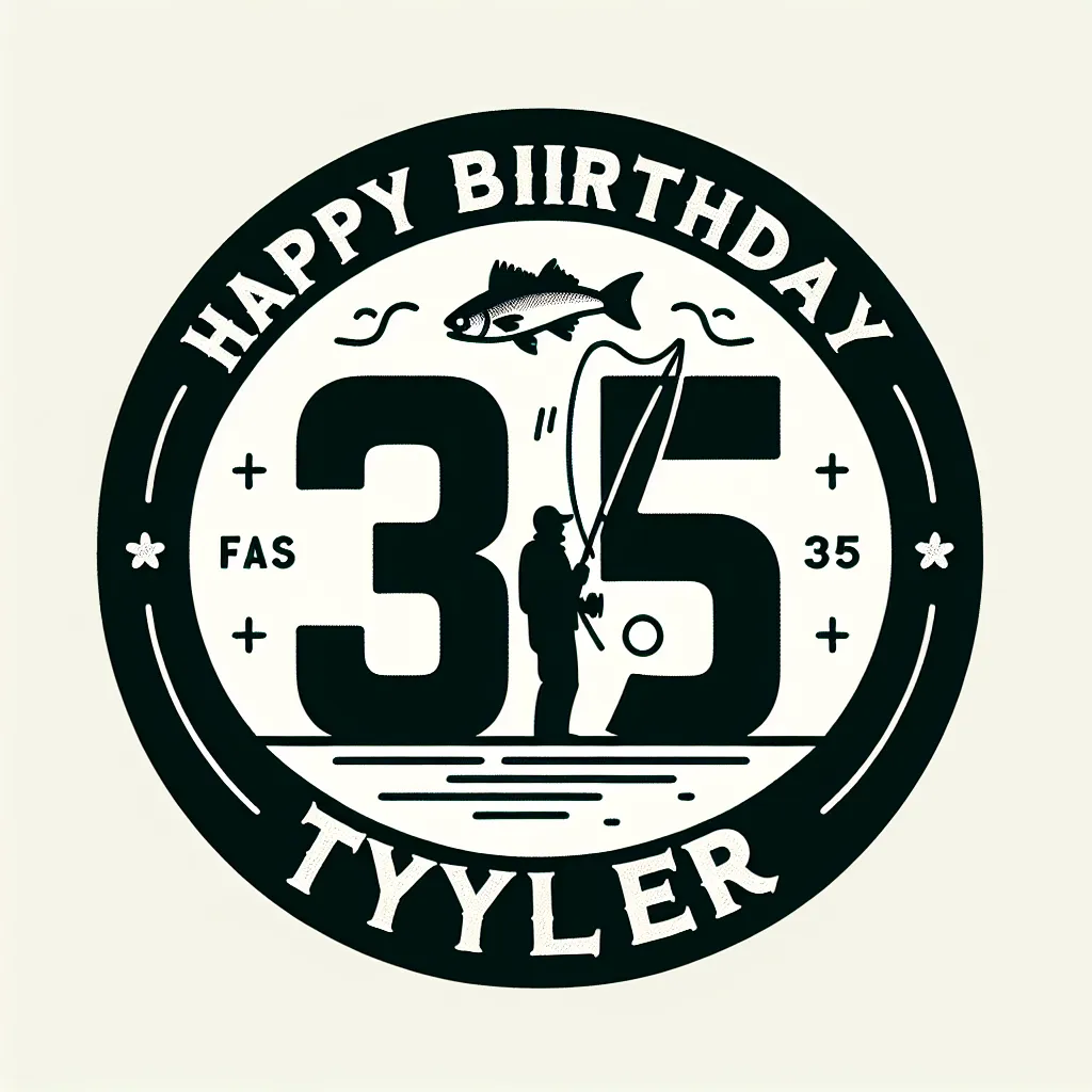Happy 35th Birthday Tyler with Fisherman Modern Minimalist Style