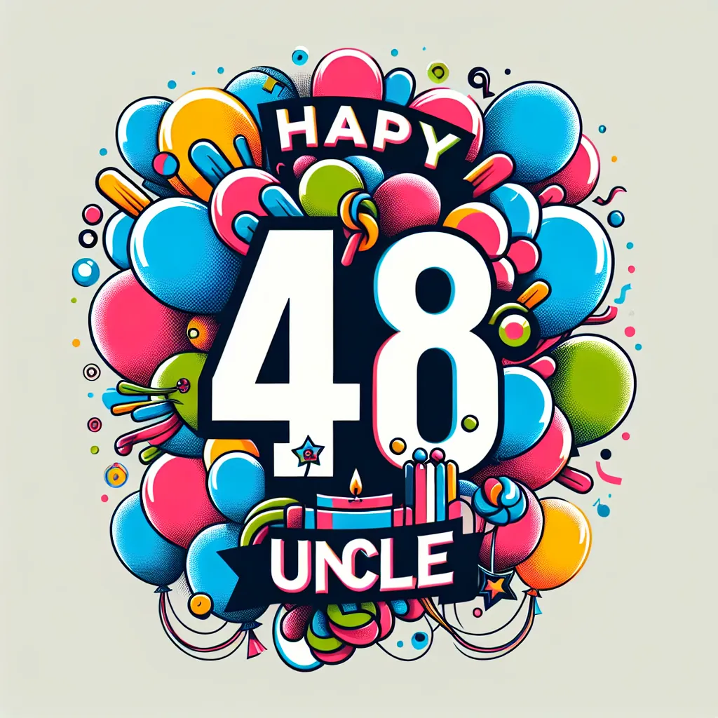 Happy 48th Birthday Uncle with Balloon Humorous Funny Style