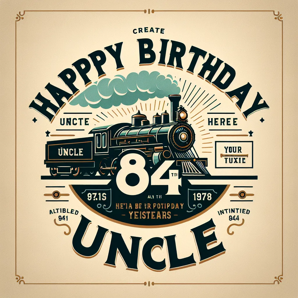 Happy 84th Birthday Uncle with Train Vintage Nostalgic Style