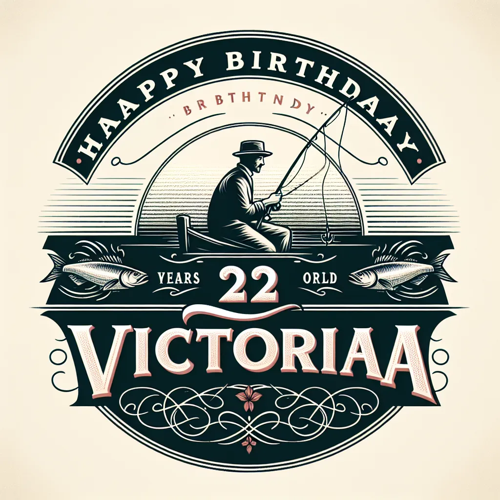 Happy 22nd Birthday Victoria with Fisherman Elegant Classic Style
