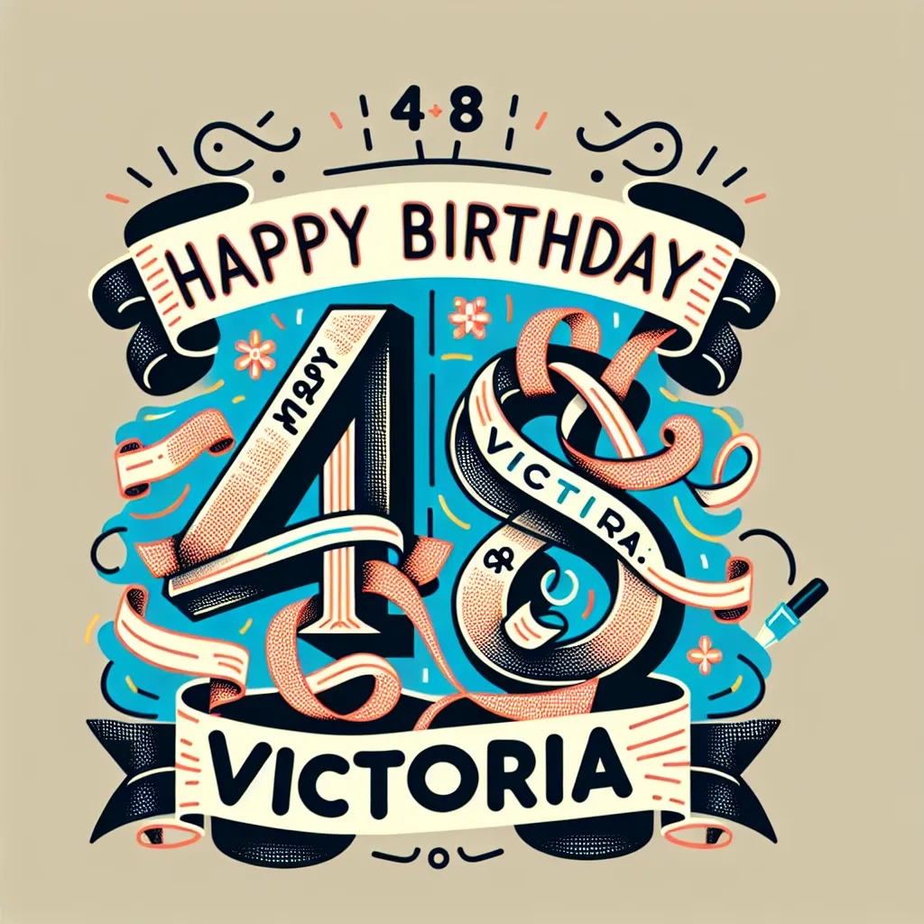 Happy 48th Birthday Victoria with Ribbon Humorous Funny Style