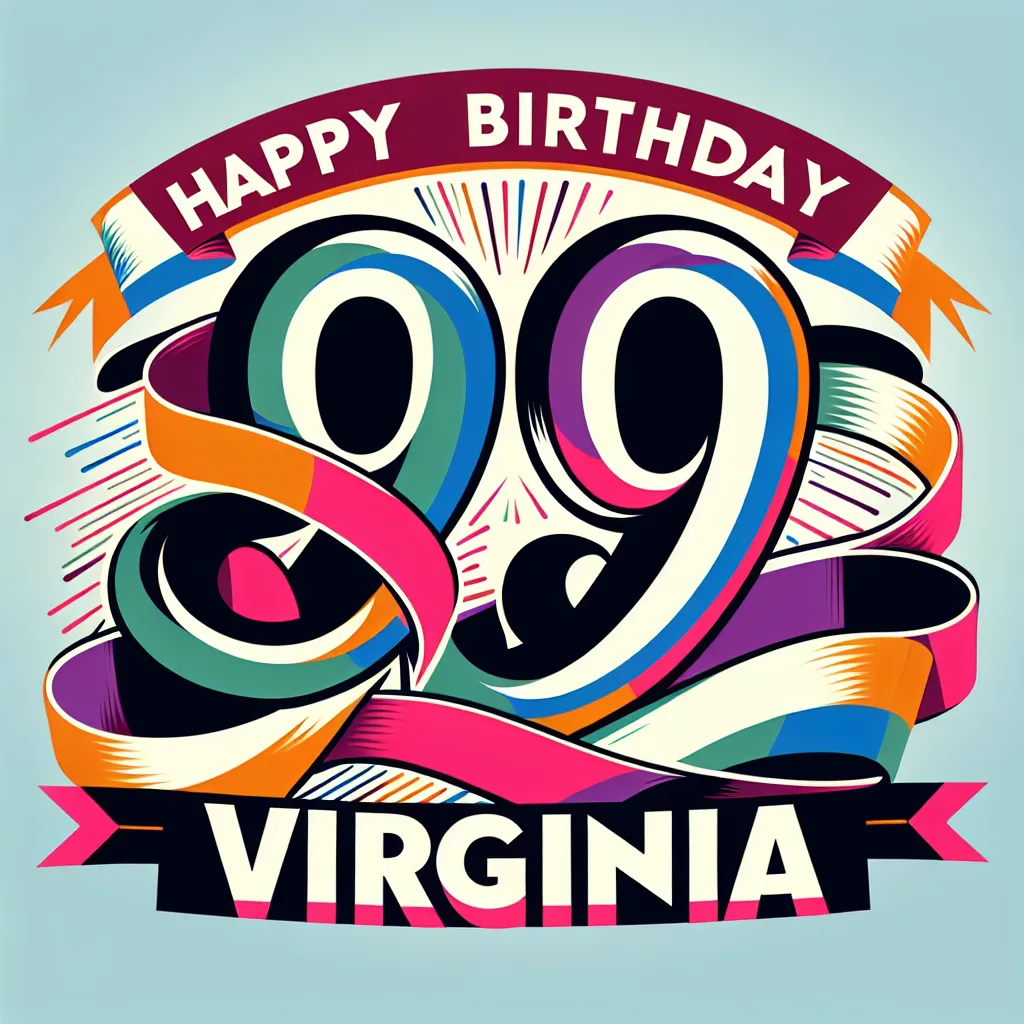 Happy 89th Birthday Virginia with Ribbon Pop Art Style