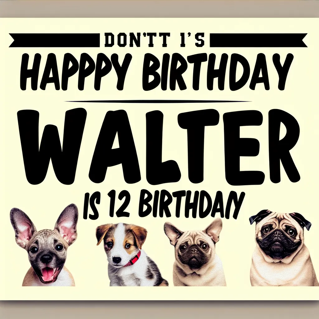 Happy 12th Birthday Walter with Cute Animals Humorous Funny Style