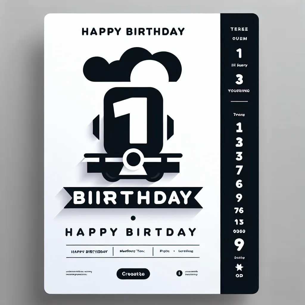 Happy 1st Birthday Wayne with Train Modern Minimalist Style