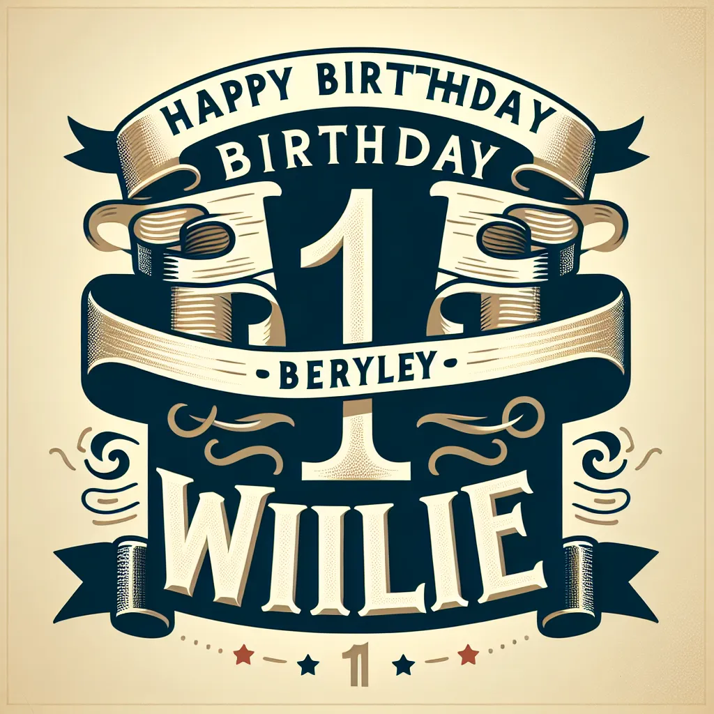 Happy 11th Birthday Willie with Ribbon Elegant Classic Style
