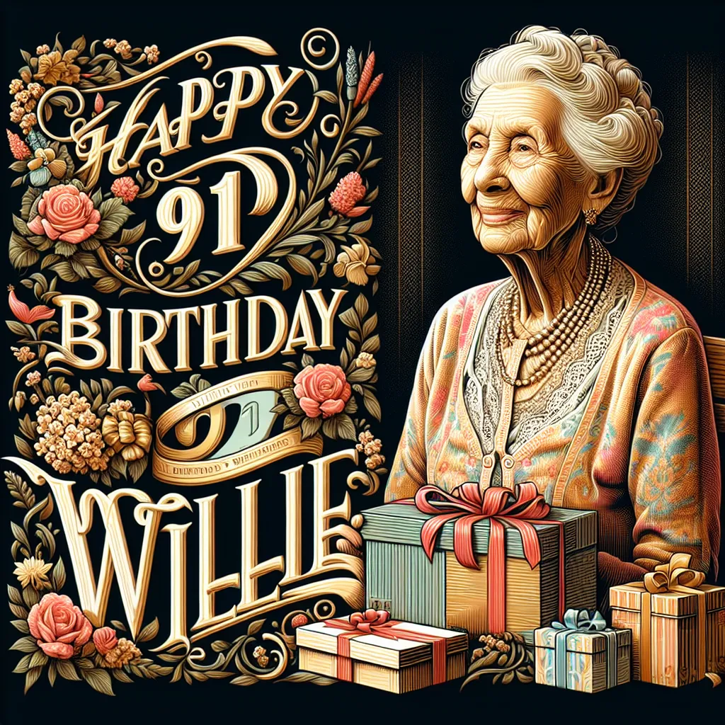 Happy 91st Birthday Willie with Gift Elegant Classic Style