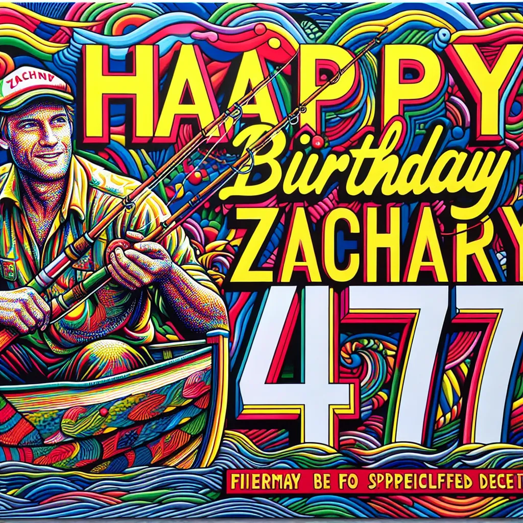 Happy 47th Birthday Zachary with Fisherman Pop Art Style