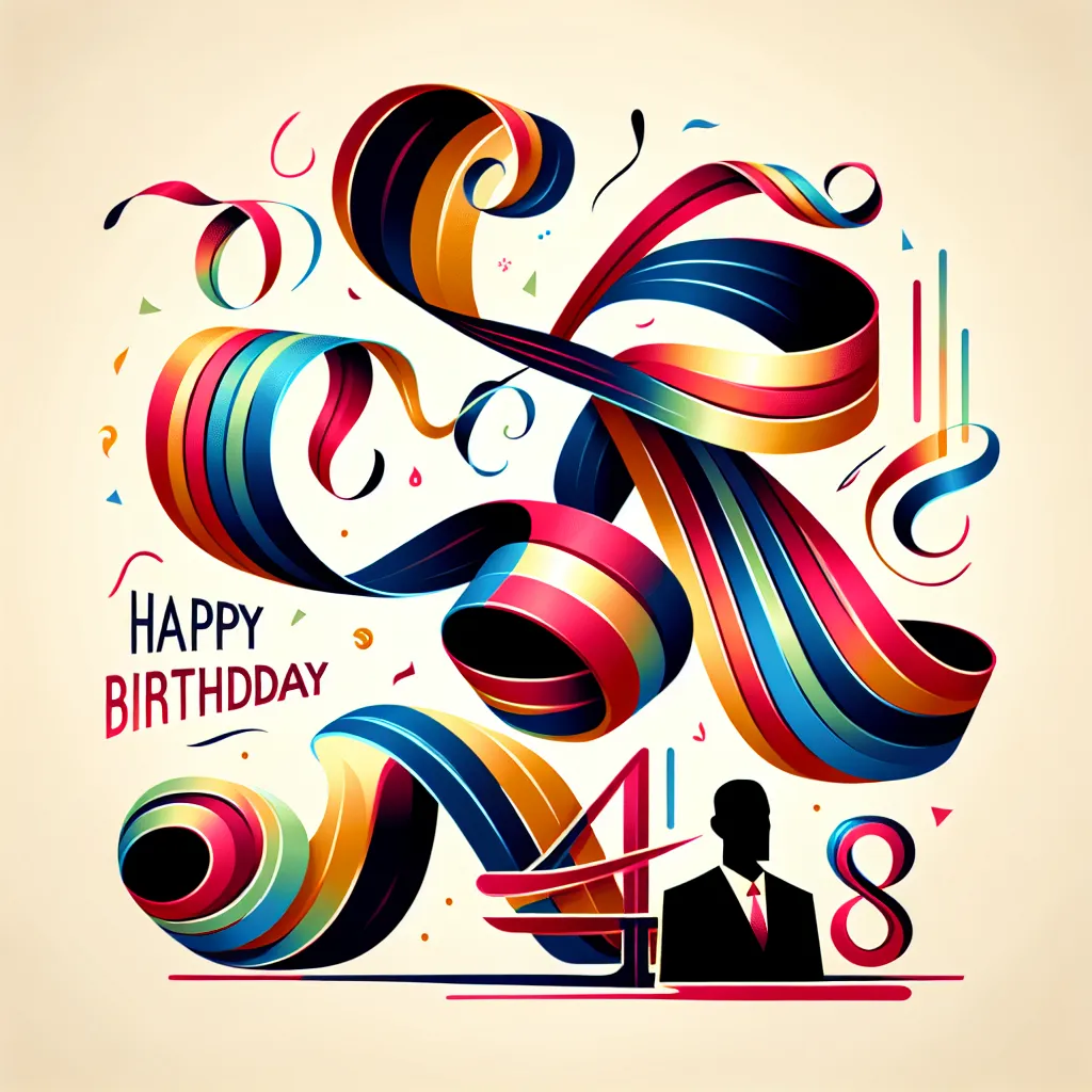 Happy 48th Birthday Zachary with Ribbon Abstract Art Style