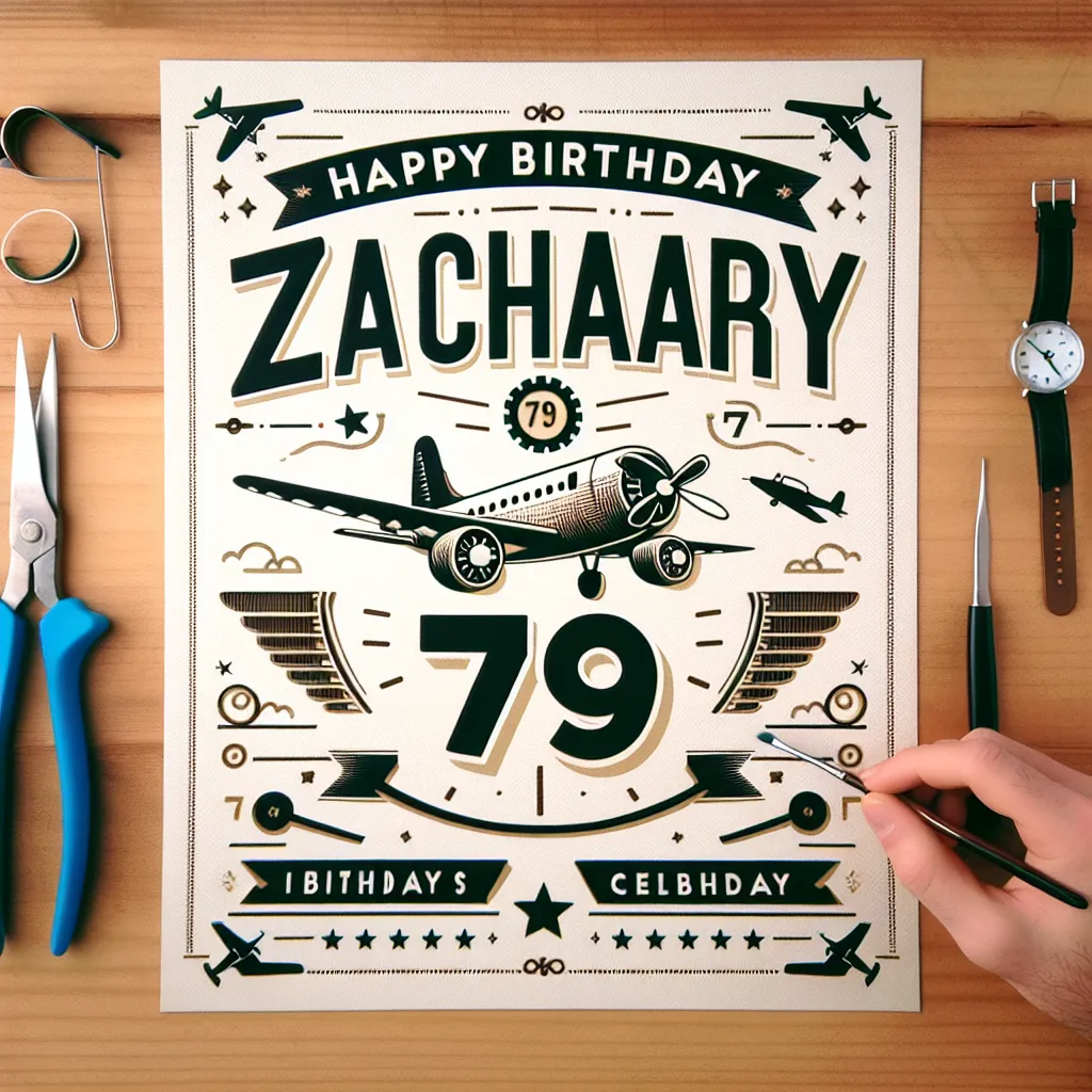 Happy 79th Birthday Zachary with Airplanes Humorous Funny Style