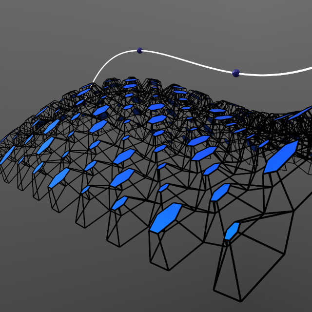 3D hexagons on curved face picture 3D hexagons on curved face picture