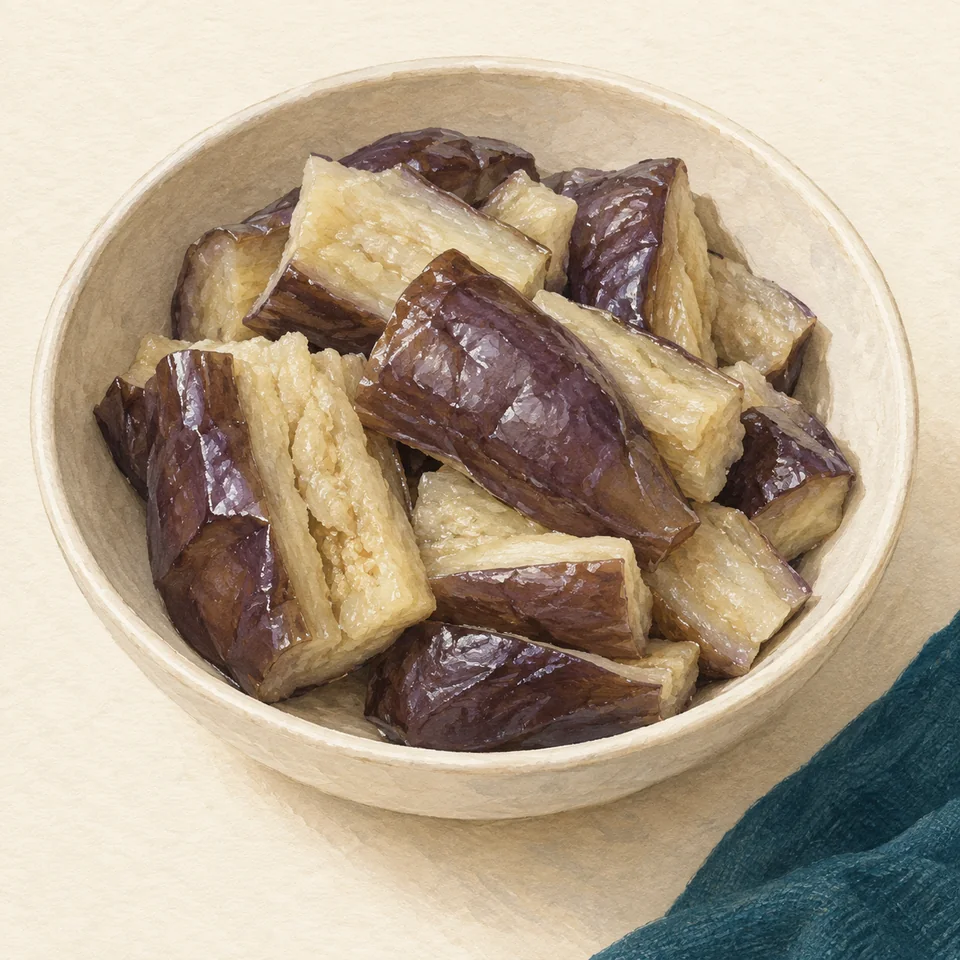Illustration of Eggplant: Eggplant, boiled, drained, without salt.
