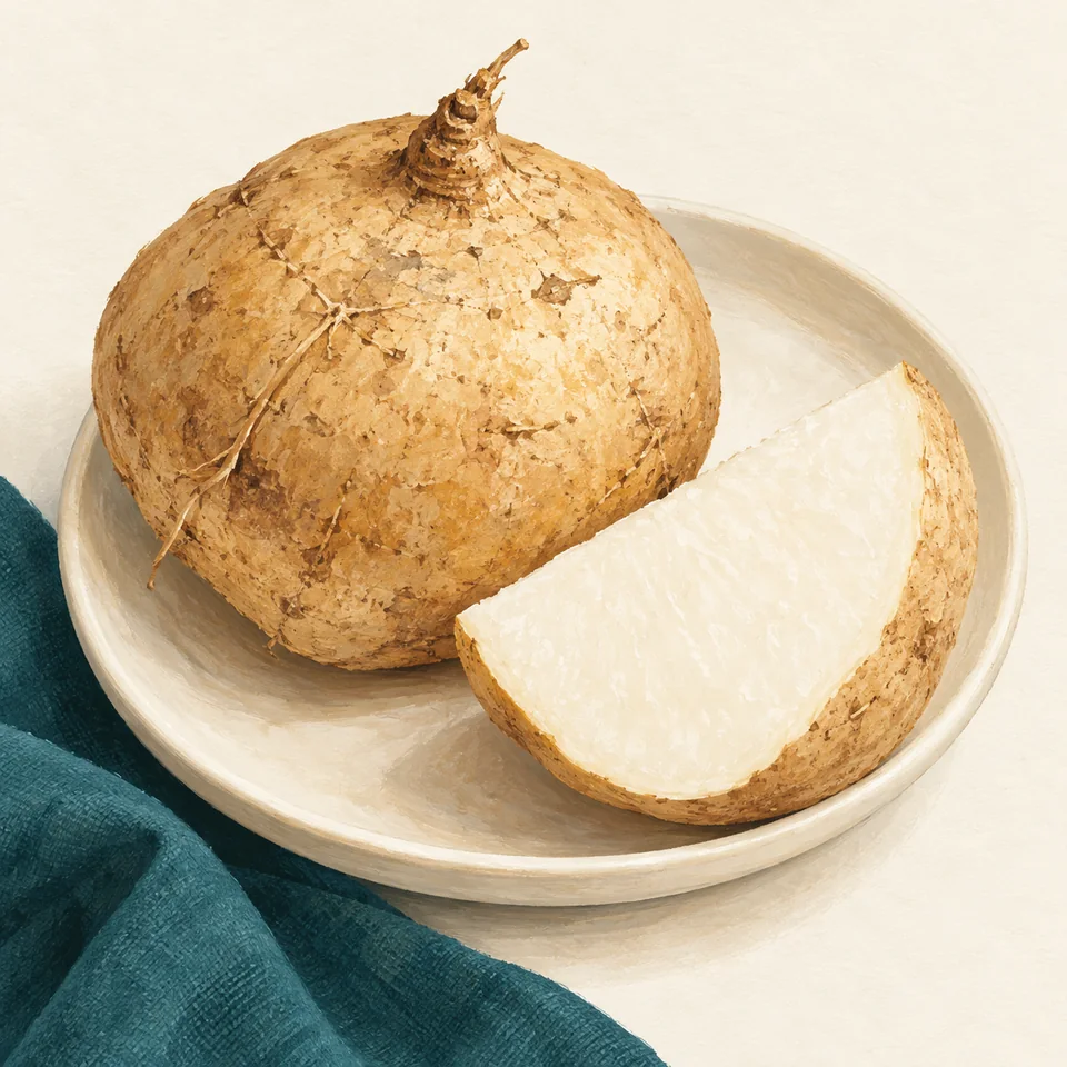Illustration of Jicama: Yambean (jicama), raw, exactly as identified by USDA.
