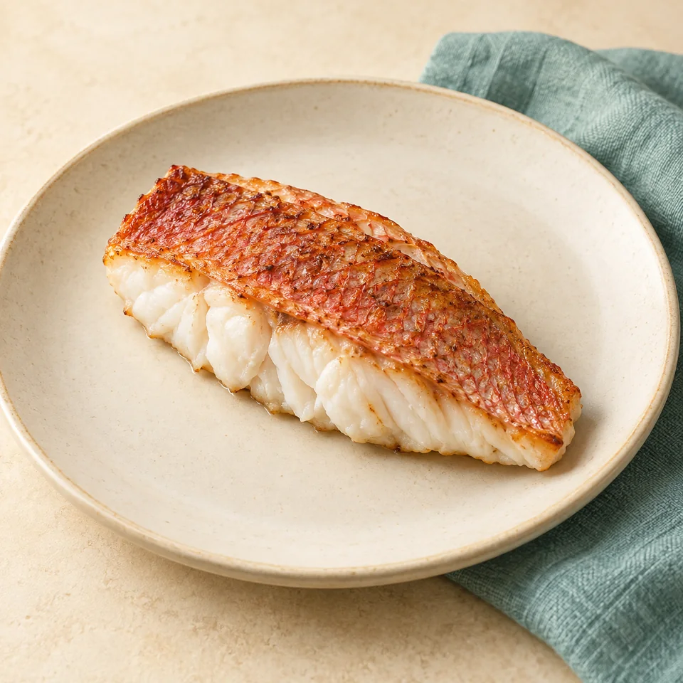 Illustration of Snapper: Fish, snapper, mixed species, cooked, dry heat, exactly as identified by USDA.