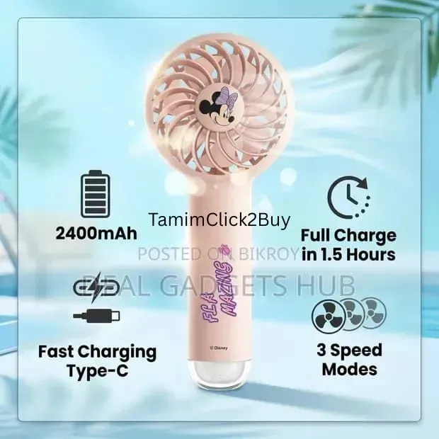 Mini Handheld Rechargeable Fan (Pink Edition)