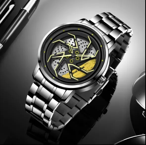 Car Wheel Watch Rotating Car 