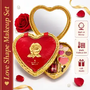 Love Shape Makeup Set with Built-in Mirror – Multi Makeup Kit
