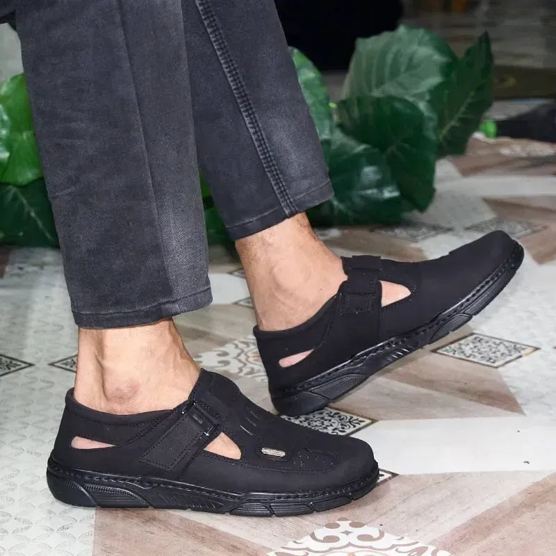 Men's Premium Black Leather Half Shoe - পুরুষদের প্রিমিয়াম কালো চামড়ার হাফ শু জুতো
