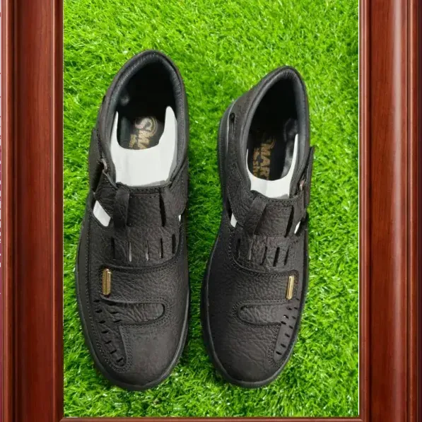 Men's Premium Textured Brown Leather Half Shoe - পুরুষদের প্রিমিয়াম চকলেট ব্রাউন চামড়ার হাফ শু 