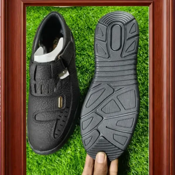 Men's Premium Textured Brown Leather Half Shoe - পুরুষদের প্রিমিয়াম চকলেট ব্রাউন চামড়ার হাফ শু 