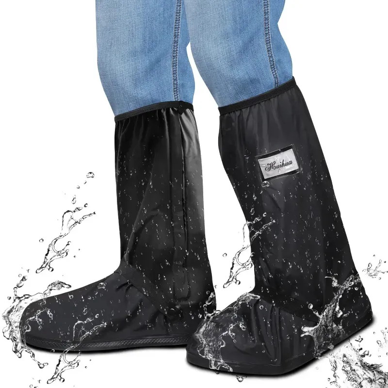 Waterproof Reusable High-Tube Rain Shoe Cover with Anti-Slip Sole