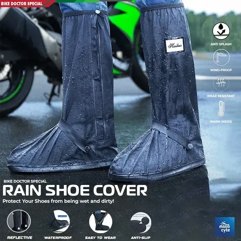 Waterproof Reusable High-Tube Rain Shoe Cover with Anti-Slip Sole