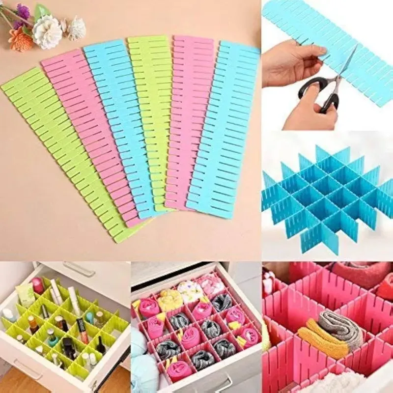DIY Adjustable Drawer Storage Divider Grid (6 Pcs Set)