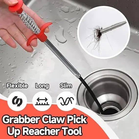 86.5cm Flexible Spring Claw Grabber & Drain Cleaner Tool
