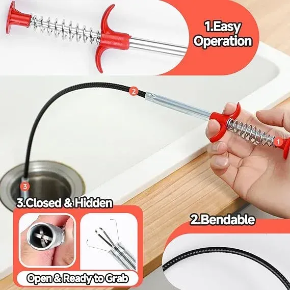 86.5cm Flexible Spring Claw Grabber & Drain Cleaner Tool