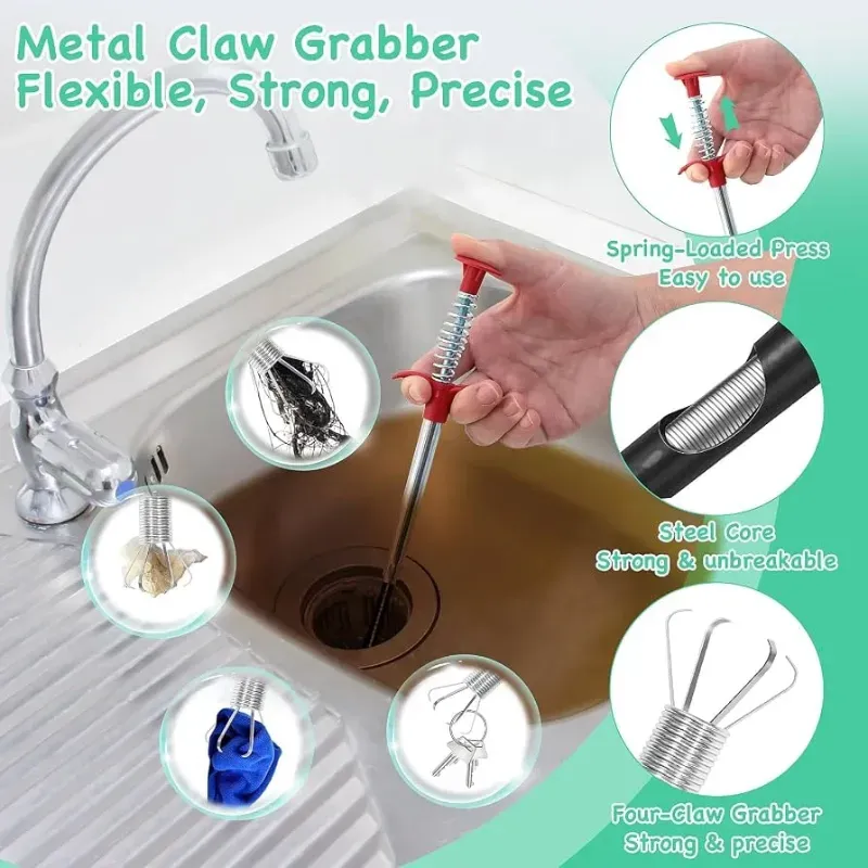 86.5cm Flexible Spring Claw Grabber & Drain Cleaner Tool
