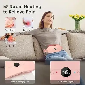 Period Cramp Relief Belt – Portable Electric Menstrual Heating Pad with Massager