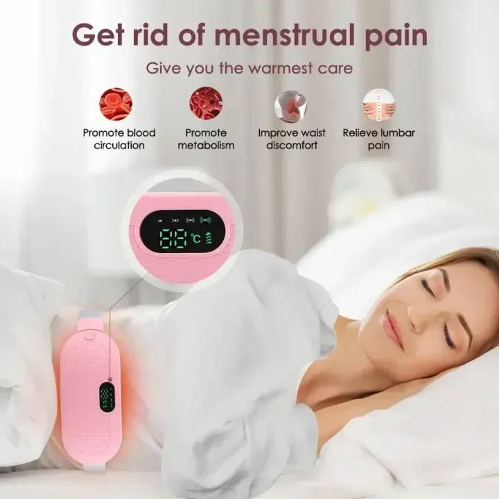 Period Cramp Relief Belt – Portable Electric Menstrual Heating Pad with Massager