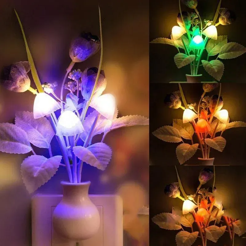 Plug-in Flower & Mushroom LED Night Light (With Dusk to Dawn Sensor)