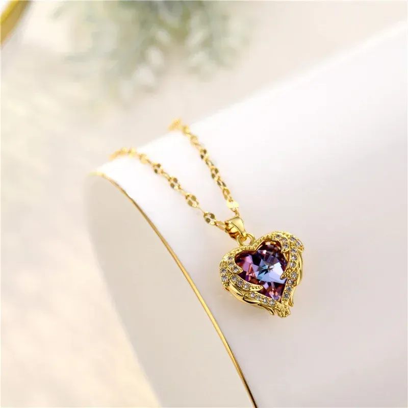 Wings Heart Pendant Necklace