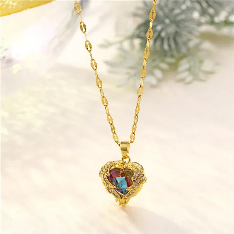 Wings Heart Pendant Necklace