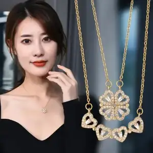 Magnetic Heart & Clover Necklace