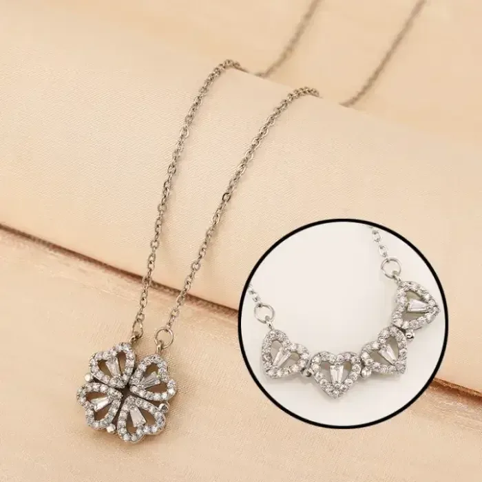 Magnetic Heart & Clover Necklace