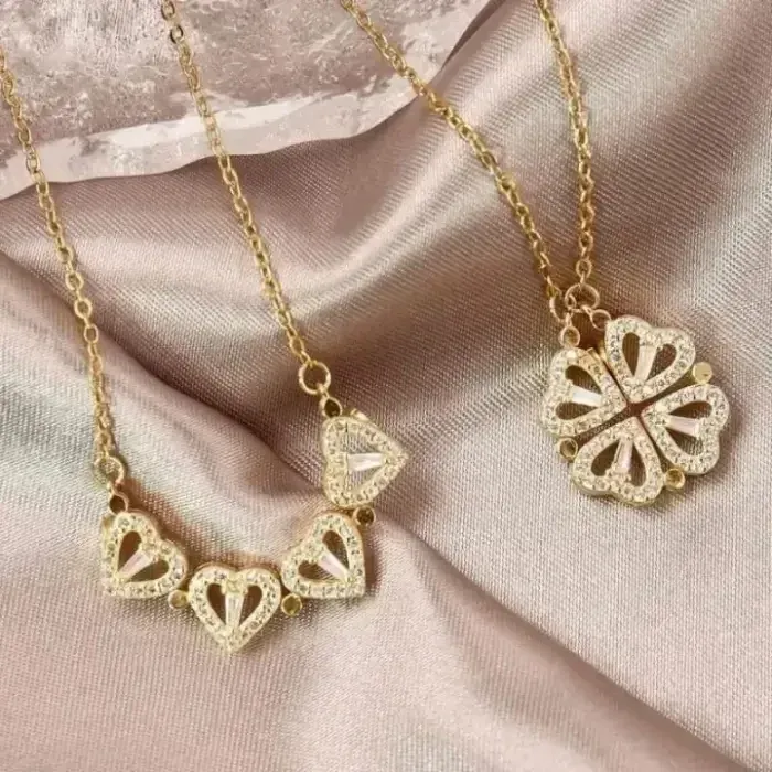 Magnetic Heart & Clover Necklace