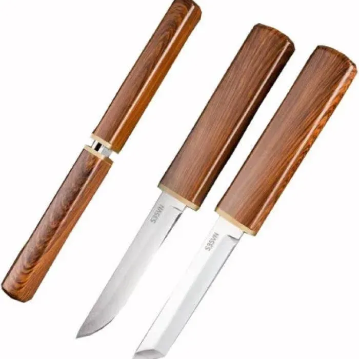 Dragon & Phoenix Double Knife Set with Wooden Sheath