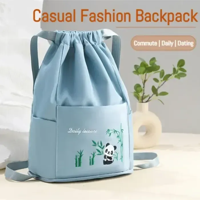 Floral Embroidery Drawstring Backpack for Women