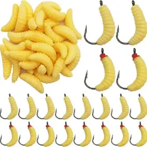 12 Pcs Soft Silicone Maggots Artificial Fishing Bait