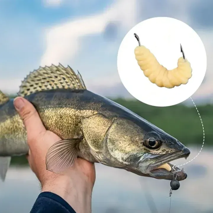 12 Pcs Soft Silicone Maggots Artificial Fishing Bait