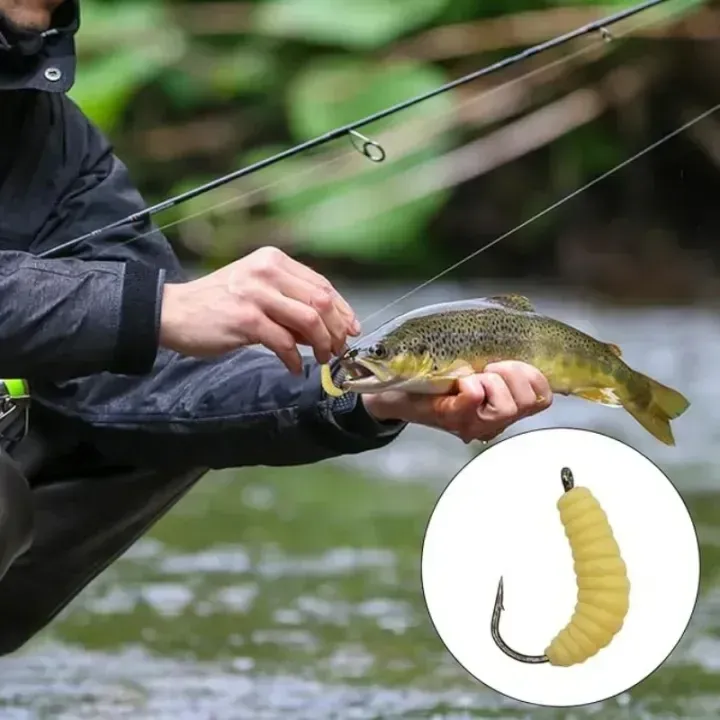 12 Pcs Soft Silicone Maggots Artificial Fishing Bait